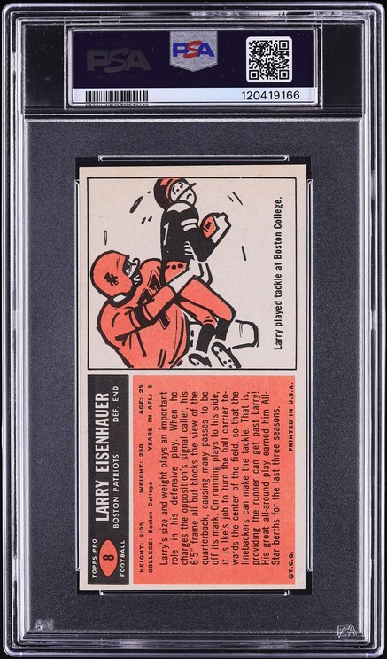 1965 Topps Football Larry Eisenhauer SHORT PRINT #8 PSA 6 EXMT