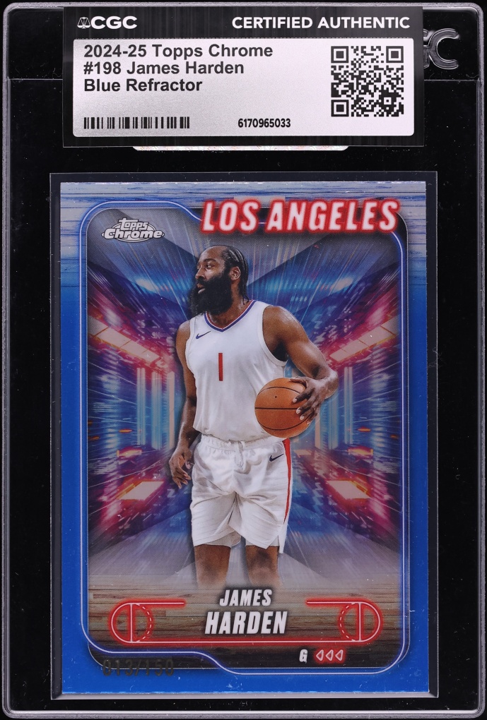 2024 Topps Chrome Blue Refractor James Harden /150 #198 CGC AUTH