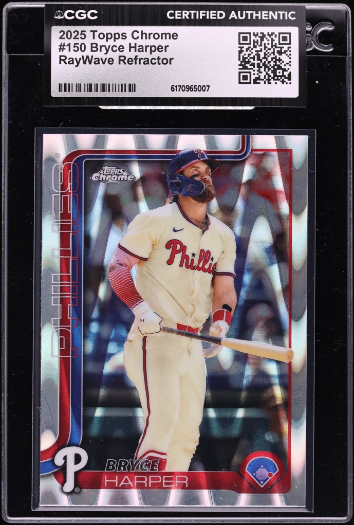 2025 Topps Chrome RayWave Refractor Bryce Harper #150 CGC AUTH