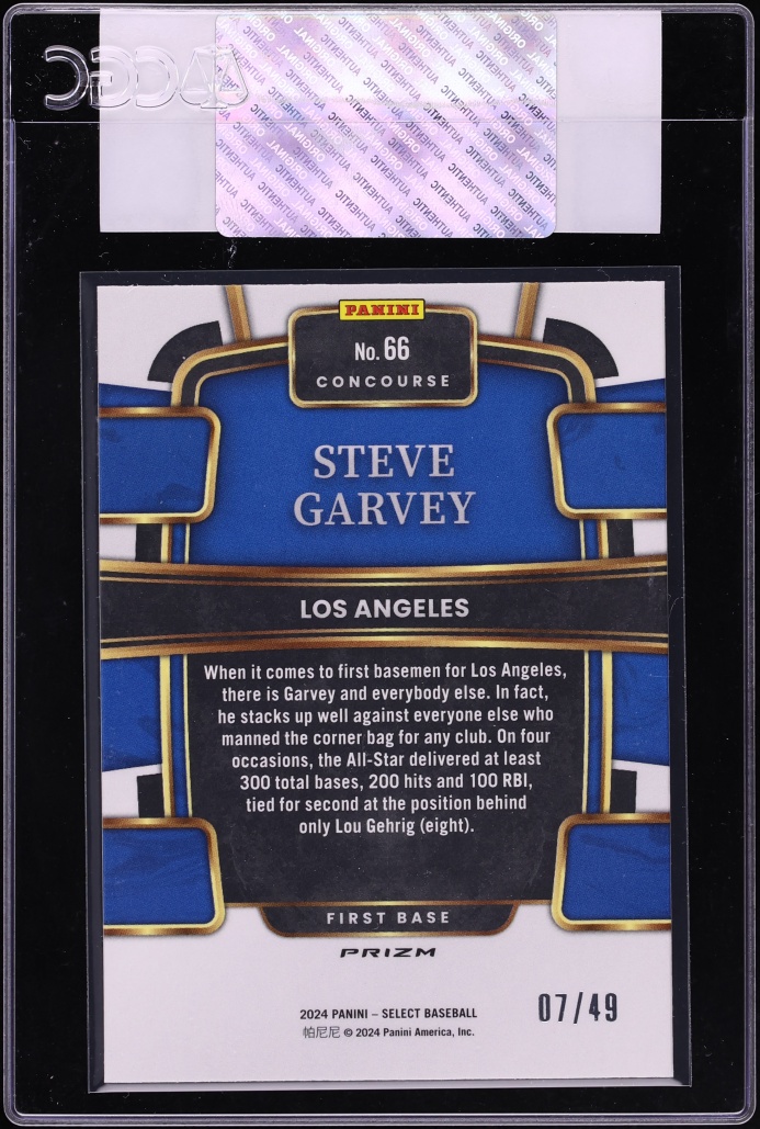 2024 Select Black & Blue Steve Garvey /49 #66 CGC AUTH
