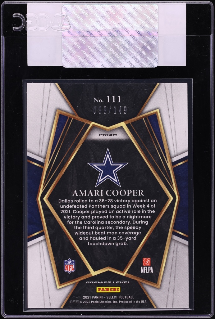 2021 Select Premier Level Blue Amari Cooper /149 #111 CGC AUTH