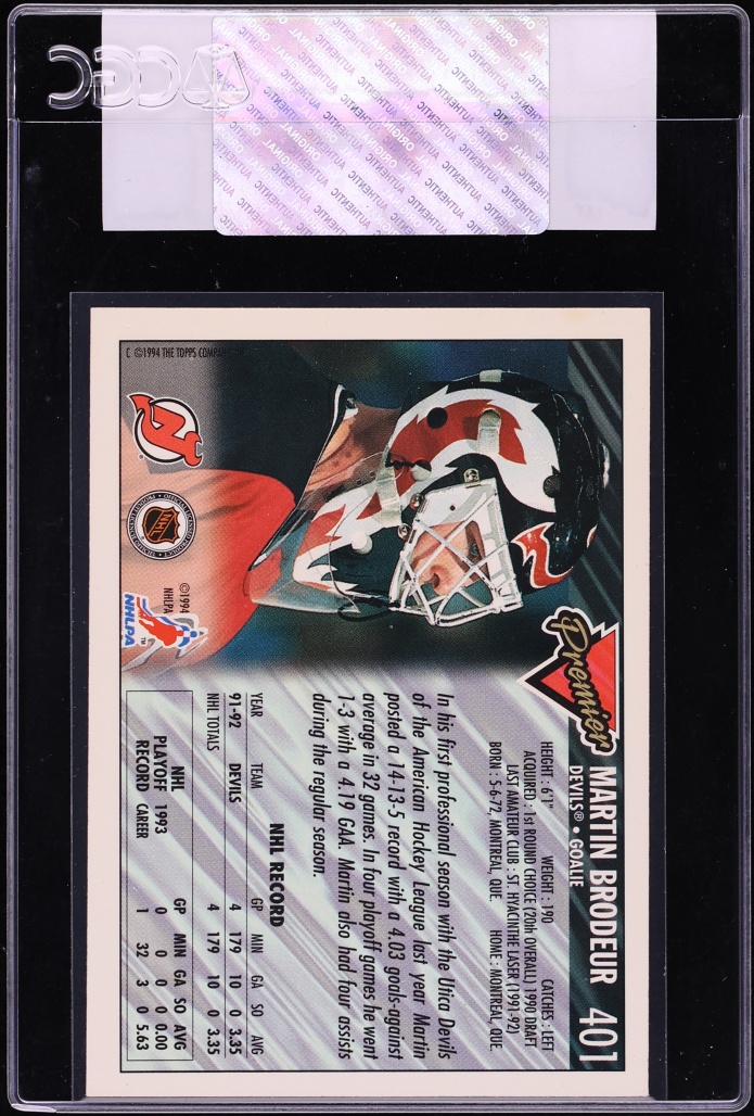 1993 Topps Premier Gold Martin Brodeur #401 CGC AUTH