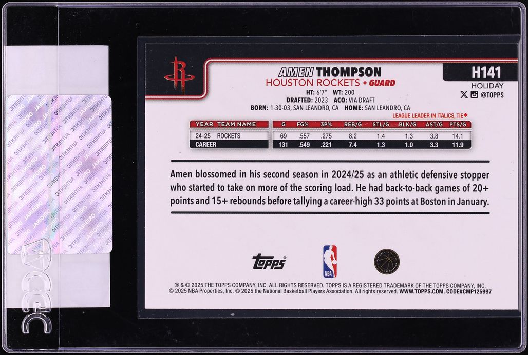 2025 Topps Holiday Glitter Amen Thompson #H141 CGC AUTH