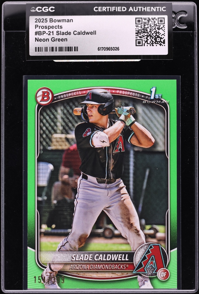 2025 Bowman Neon Green Slade Caldwell PROSPECT /399 #BP-21 CGC AUTH