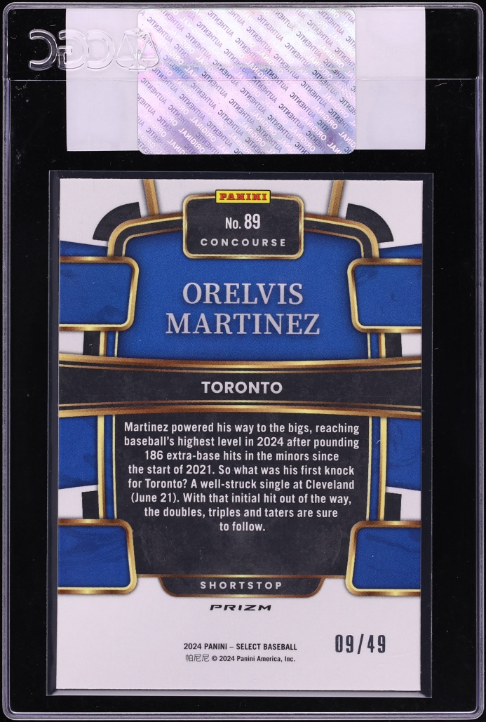 2024 Select Concourse Black & Blue Orelvis Martinez ROOKIE /49 #89 CGC AUTH