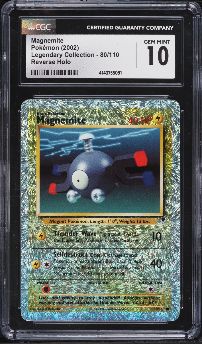 2002 Pokemon Legendary Collection Reverse Holo Magnemite #80 CGC 10 GEM MINT