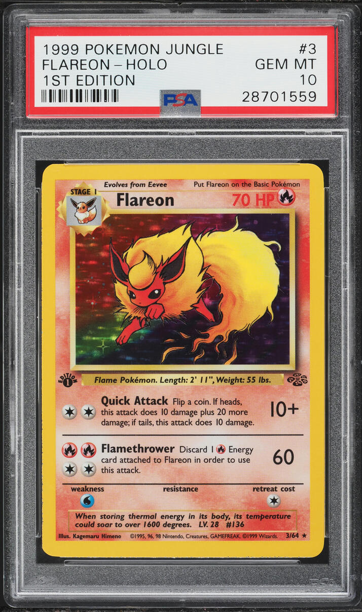 1999 Pokemon Jungle 1st Edition Holo Flareon #3 PSA 10 GEM MINT