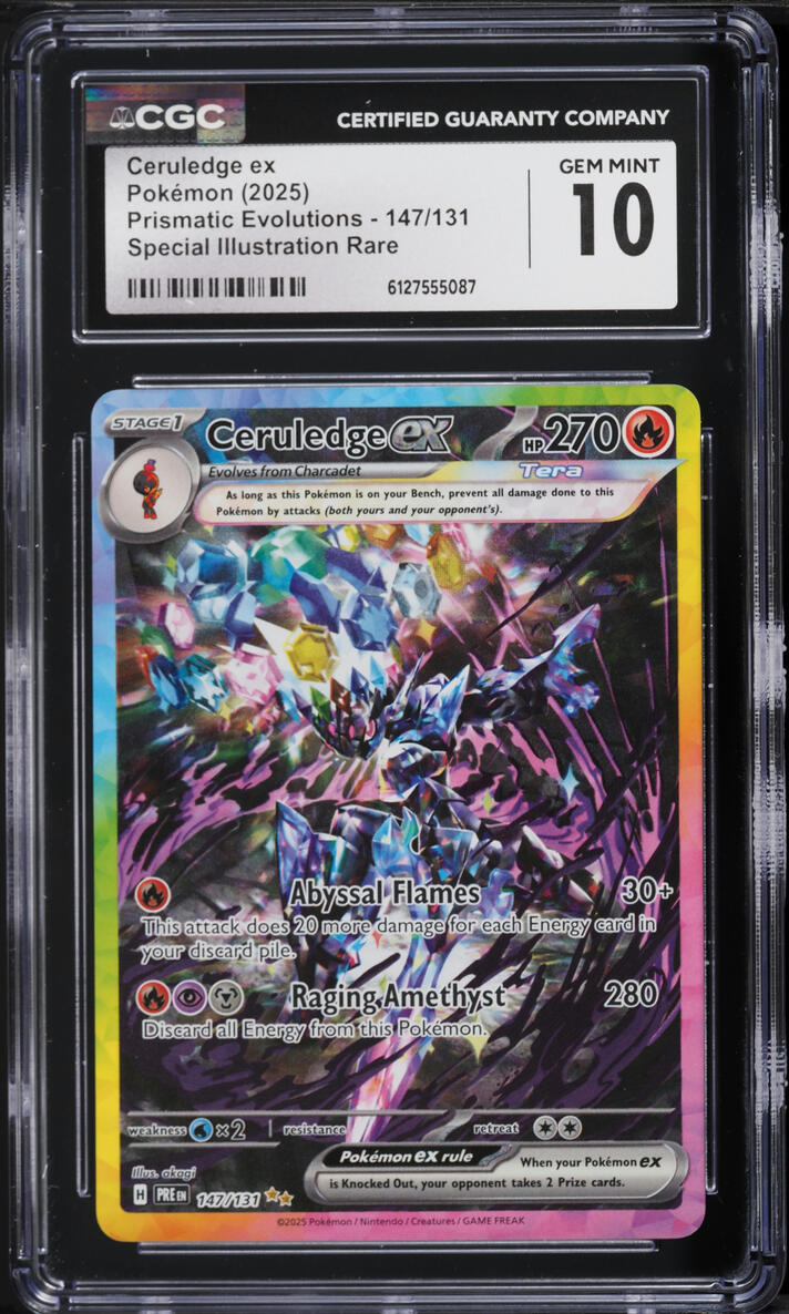2025 Pokemon Scarlet & Violet Prismatic Evolutions SIR Ceruledge EX #147 CGC 10 GEM MINT