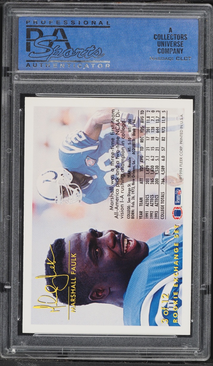 1994 Fleer Exchange Marshall Faulk ROOKIE #3 PSA 9 MINT