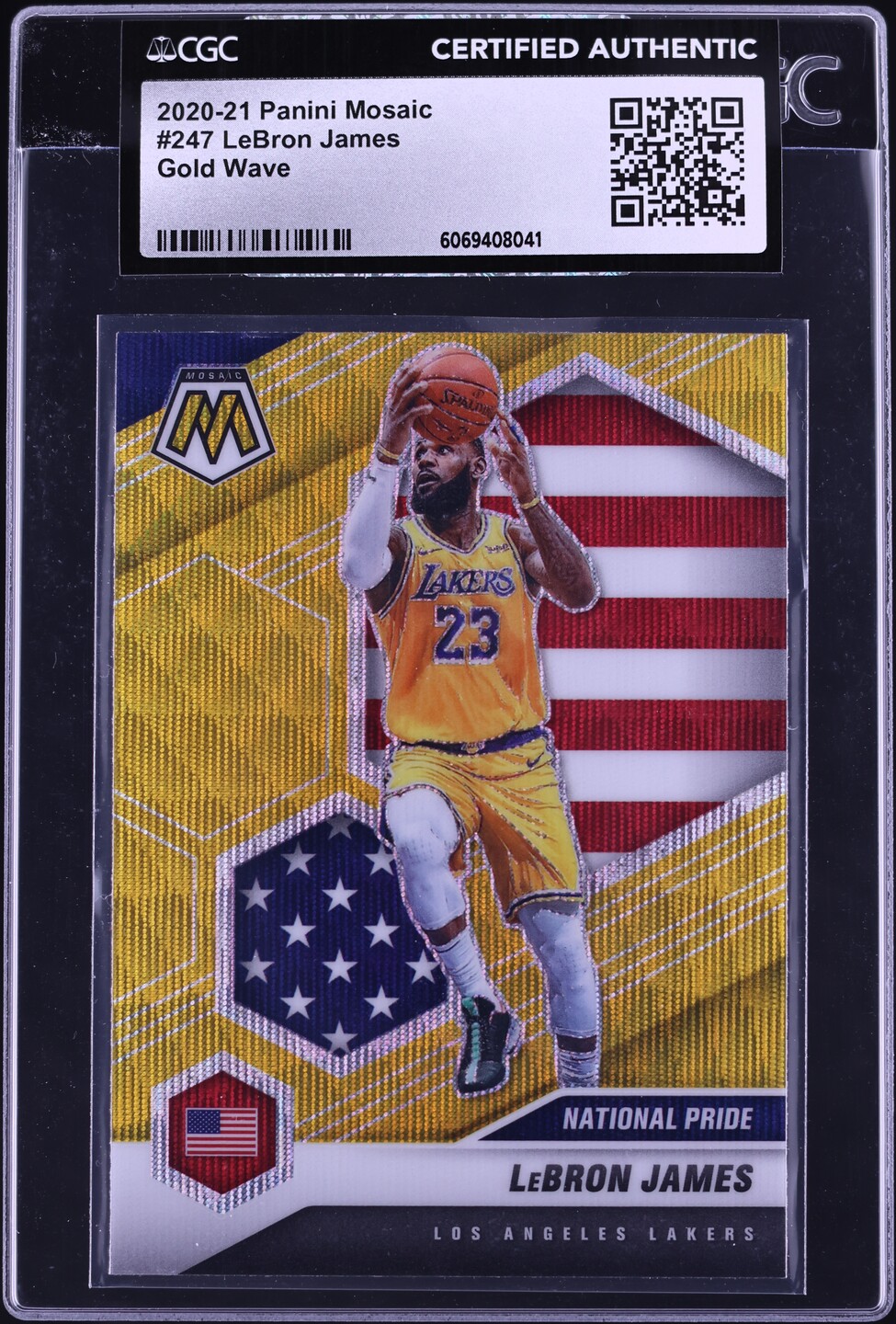 2020 Panini Mosaic Gold Wave LeBron James #247 CGC AUTH