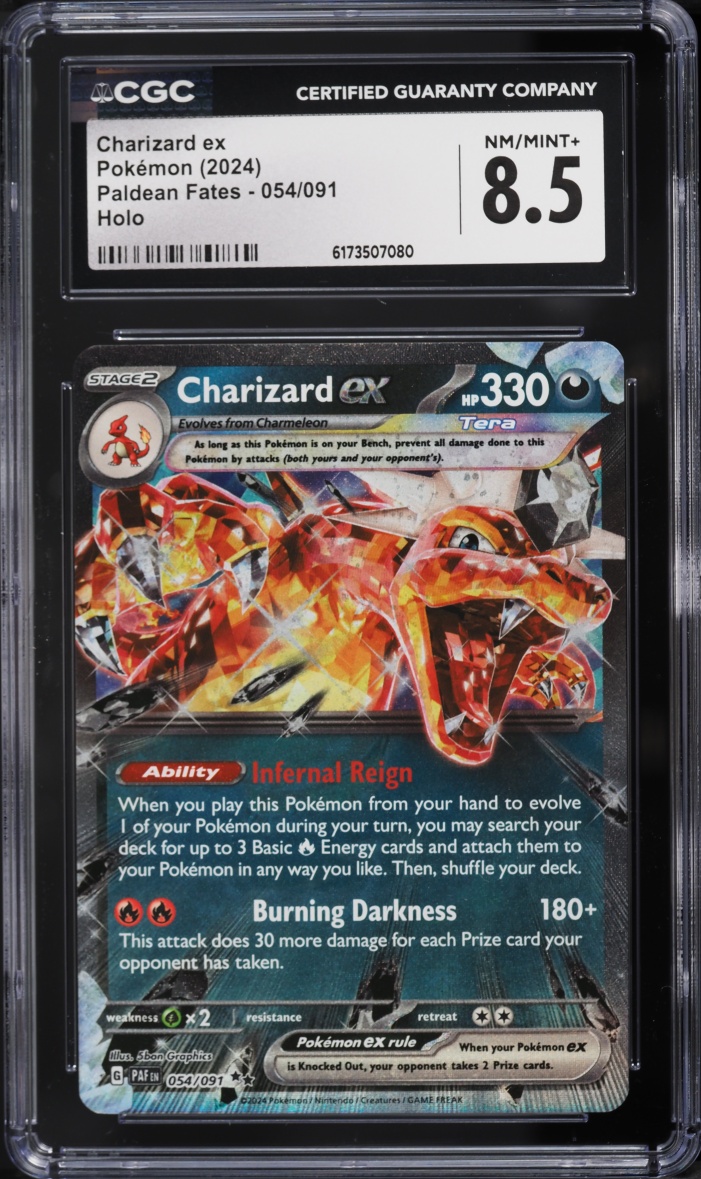 2024 Pokemon Scarlet & Violet Paldean Fates Holo Charizard EX #54 CGC 8.5 NM-MT+