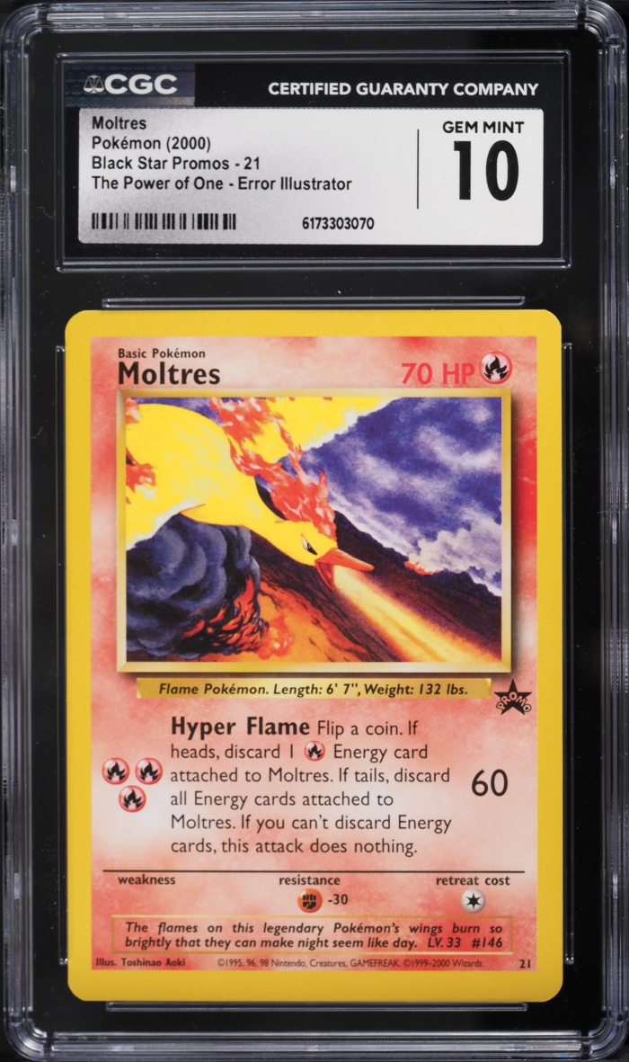 2000 Pokemon Black Star Promo The Power Of One Error Moltres #21 CGC 10 GEM MINT