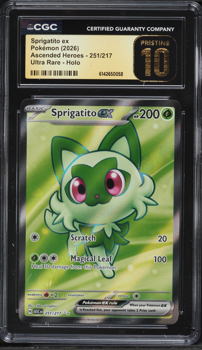 2026 Pokemon Mega Evolution Ascended Heroes Full Art Sprigatito ex #251 CGC 10 PRISTINE
