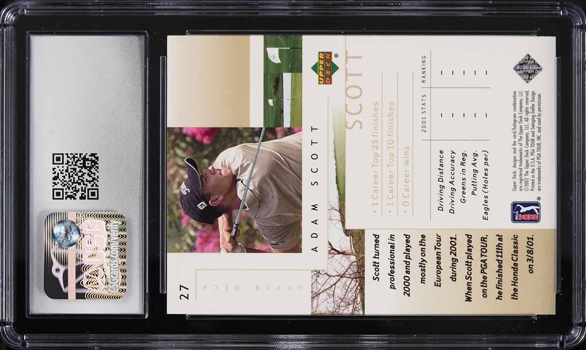 2002 Upper Deck Golf Adam Scott ROOKIE #27 CSG 9 MINT
