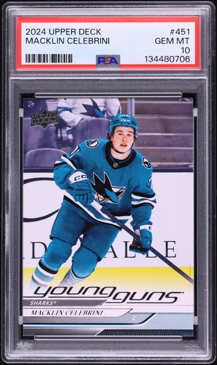 2024 Upper Deck Young Guns Macklin Celebrini ROOKIE #451 PSA 10 GEM MINT