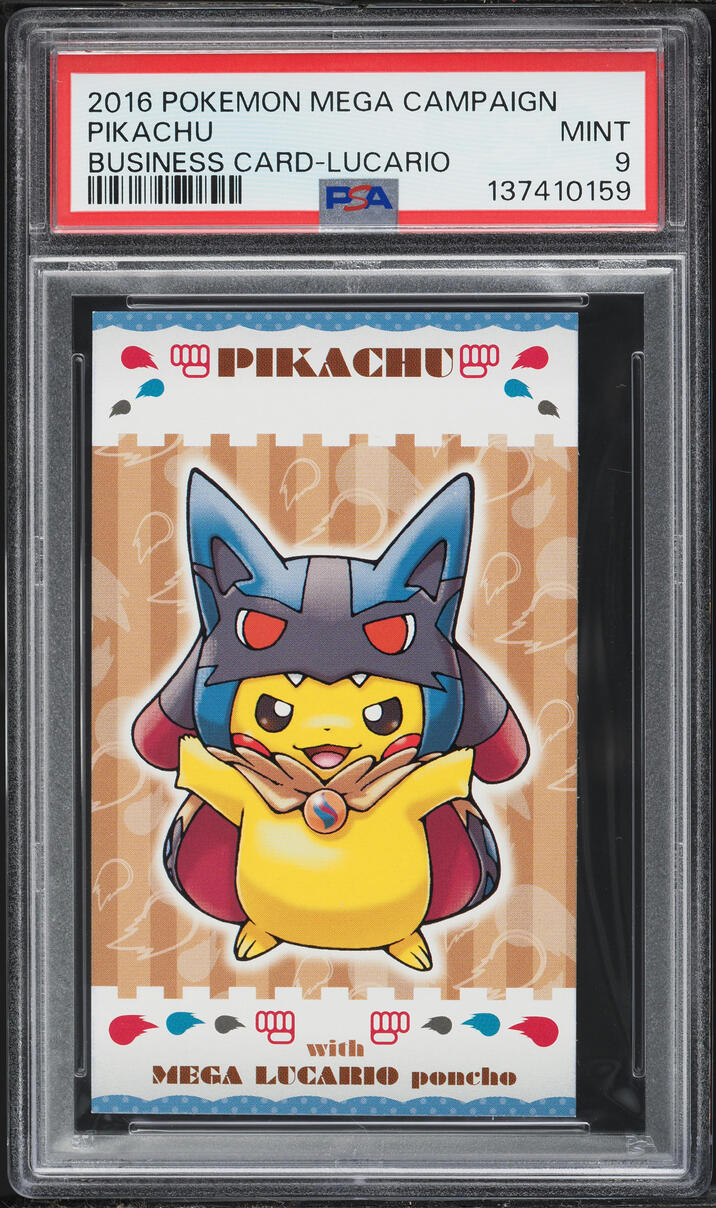 2015 Pokemon Japanese XY Promo MC Business Card Lucario Poncho Pikachu PSA 9 MINT