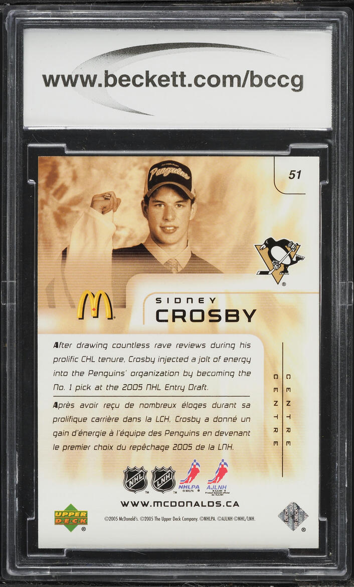 2005 McDonald's Upper Deck Sidney Crosby ROOKIE #51 BCCG 10