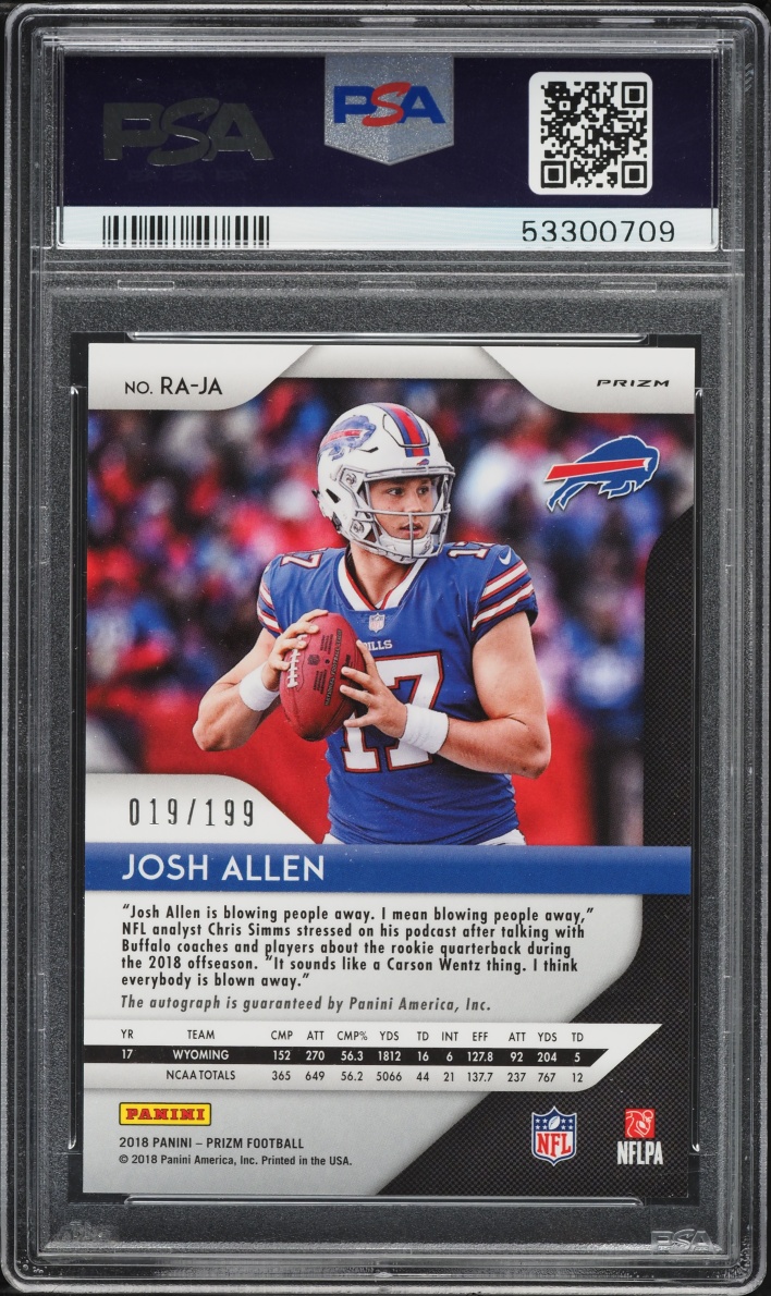 2018 Panini Prizm Red Wave Josh Allen ROOKIE AUTO /199 #RA-JA PSA 10 GEM MINT