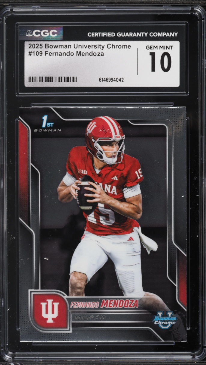 2025 Bowman University Chrome Fernando Mendoza ROOKIE #109 CGC 10 GEM MINT