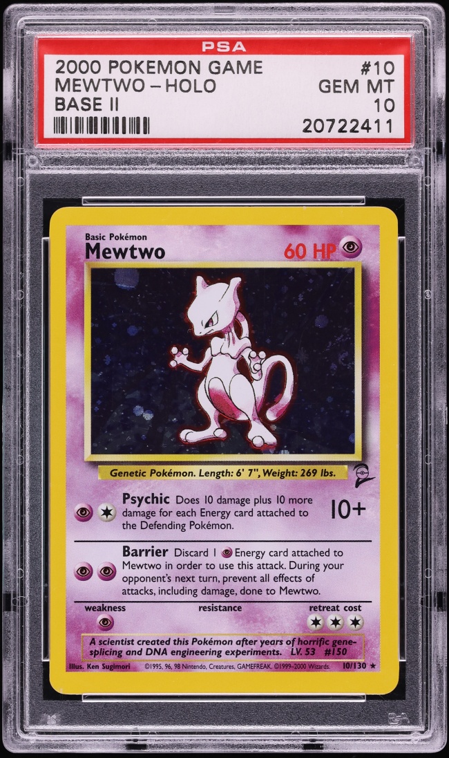 2000 Pokemon Base Set 2 Holo Mewtwo #10 PSA 10 GEM MINT