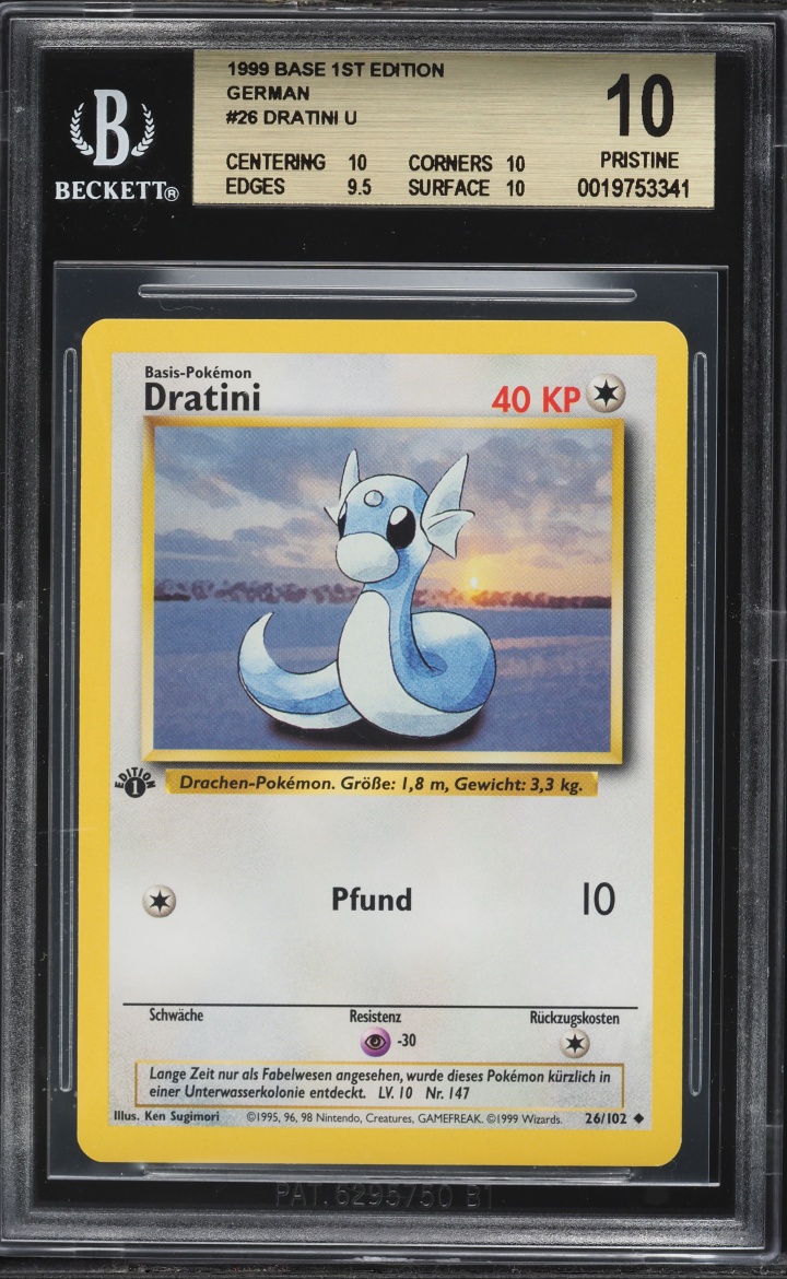 1999 Pokemon German Base Set 1st Edition Dratini #26 BGS 10 PRISTINE