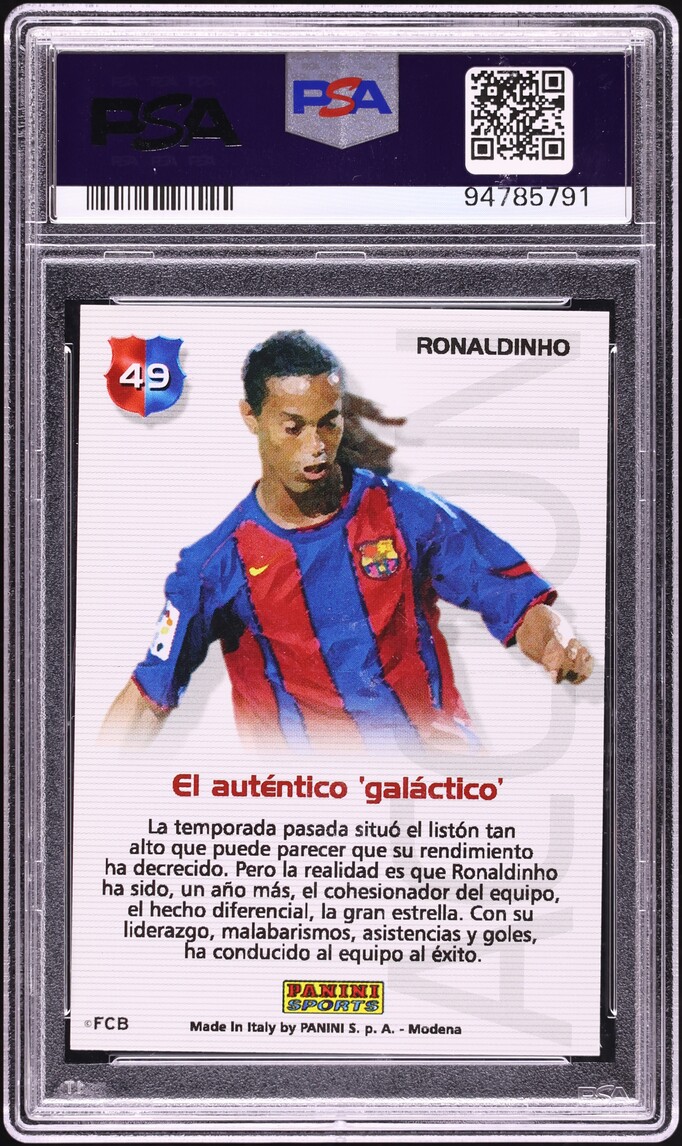 2004 Panini Sports Mega Cracks Barca Campeon Ronaldinho #49 PSA 9 MINT