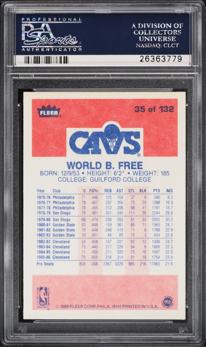 1986 Fleer Basketball World B Free #35 PSA 9 MINT