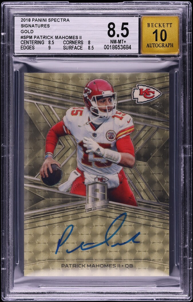 2018 Panini Spectra Gold Patrick Mahomes II AUTO 1/1 #SPM BGS 8.5 NM-MT+