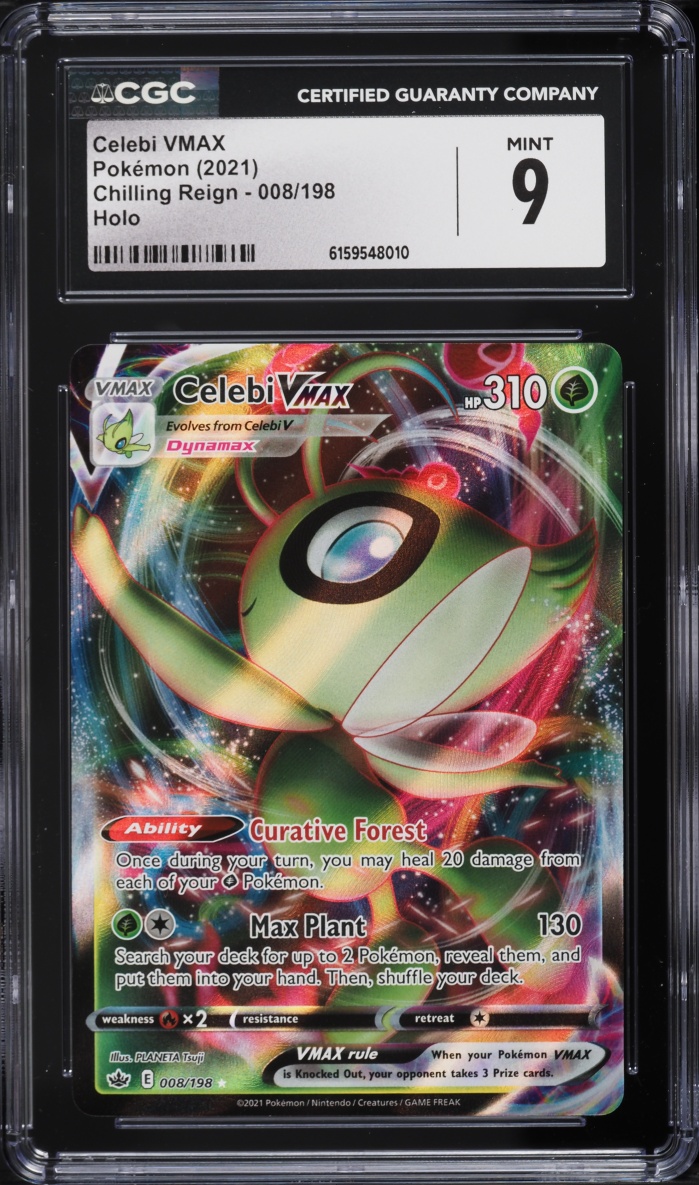 2021 Pokemon Sword & Shield Chilling Reign Alt Art Celebi VMAX #8 CGC 9 MINT