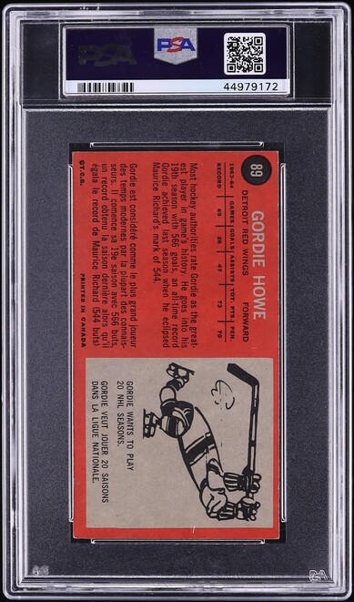 1964 Topps Hockey Gordie Howe #89 PSA 7 NRMT