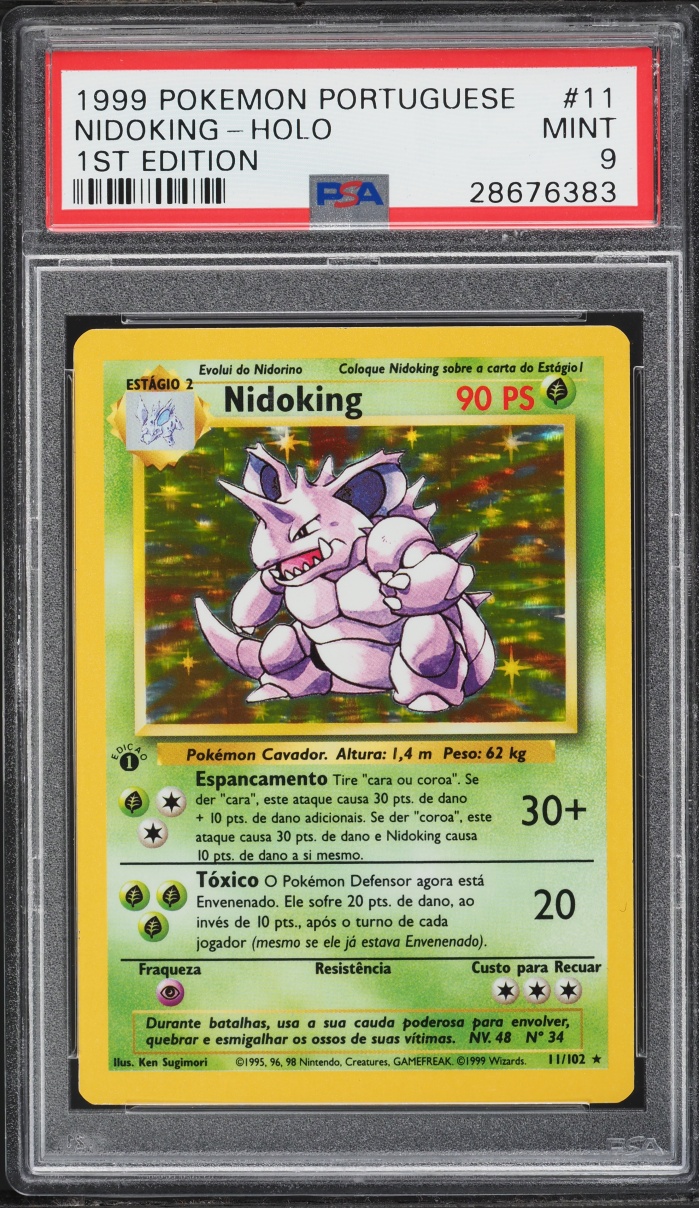 1999 Pokemon Portuguese Base Set 1st Edition Holo Nidoking #11 PSA 9 MINT