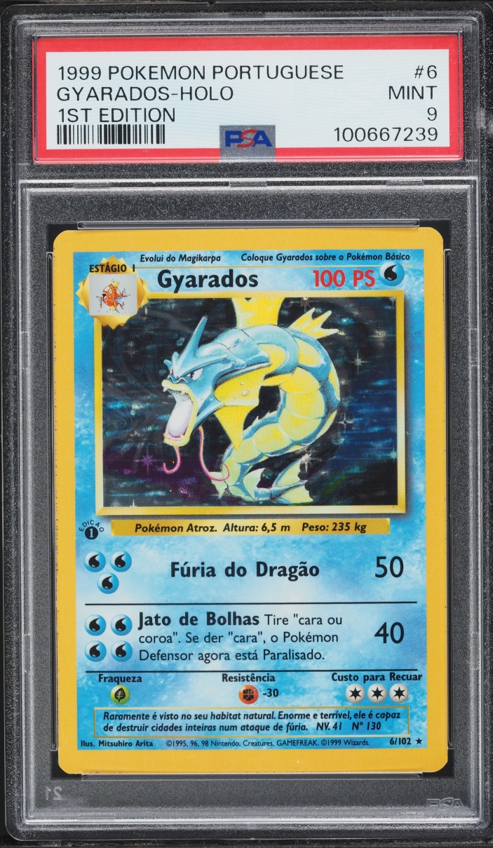 1999 Pokemon Portuguese Base Set 1st Edition Holo Gyarados #6 PSA 9 MINT
