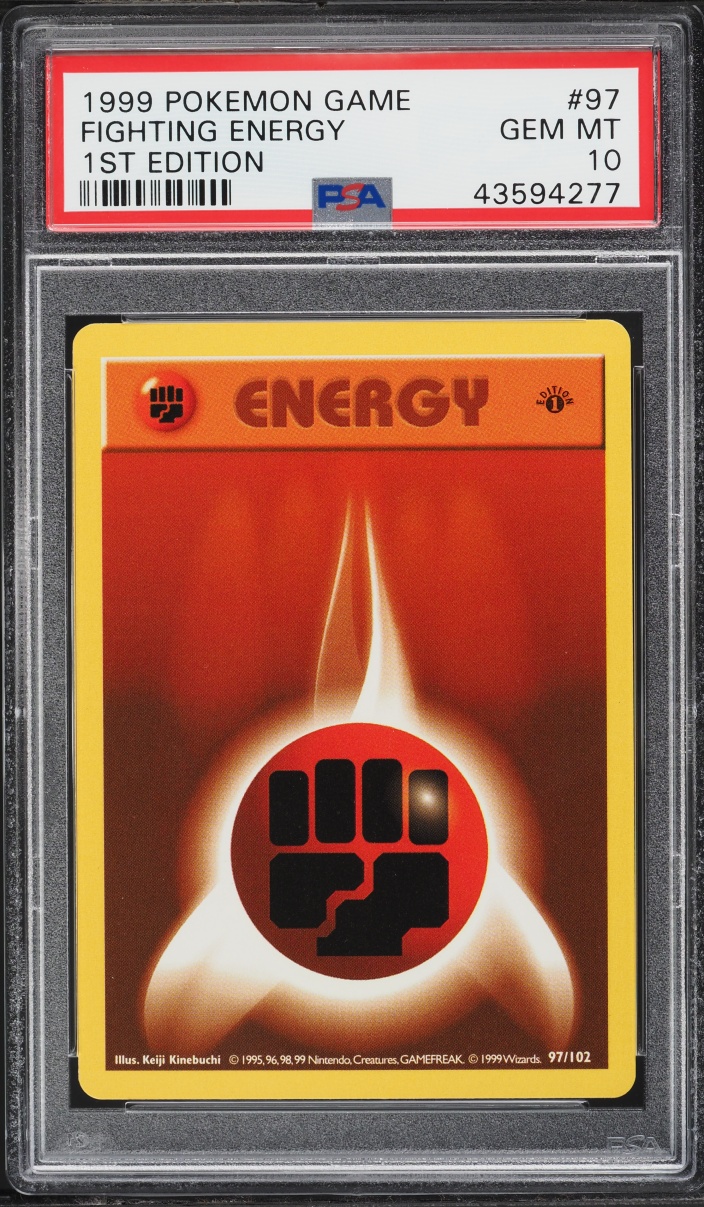 1999 Pokemon Base Set Shadowless 1st Edition Fighting Energy #97 PSA 10 GEM MINT