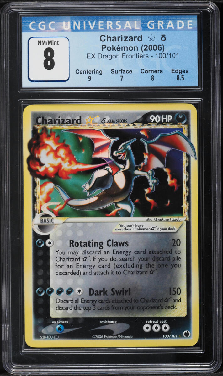 2006 Pokemon EX Dragon Frontiers Holo Charizard Gold Star #100 CGC 8 NM-MT