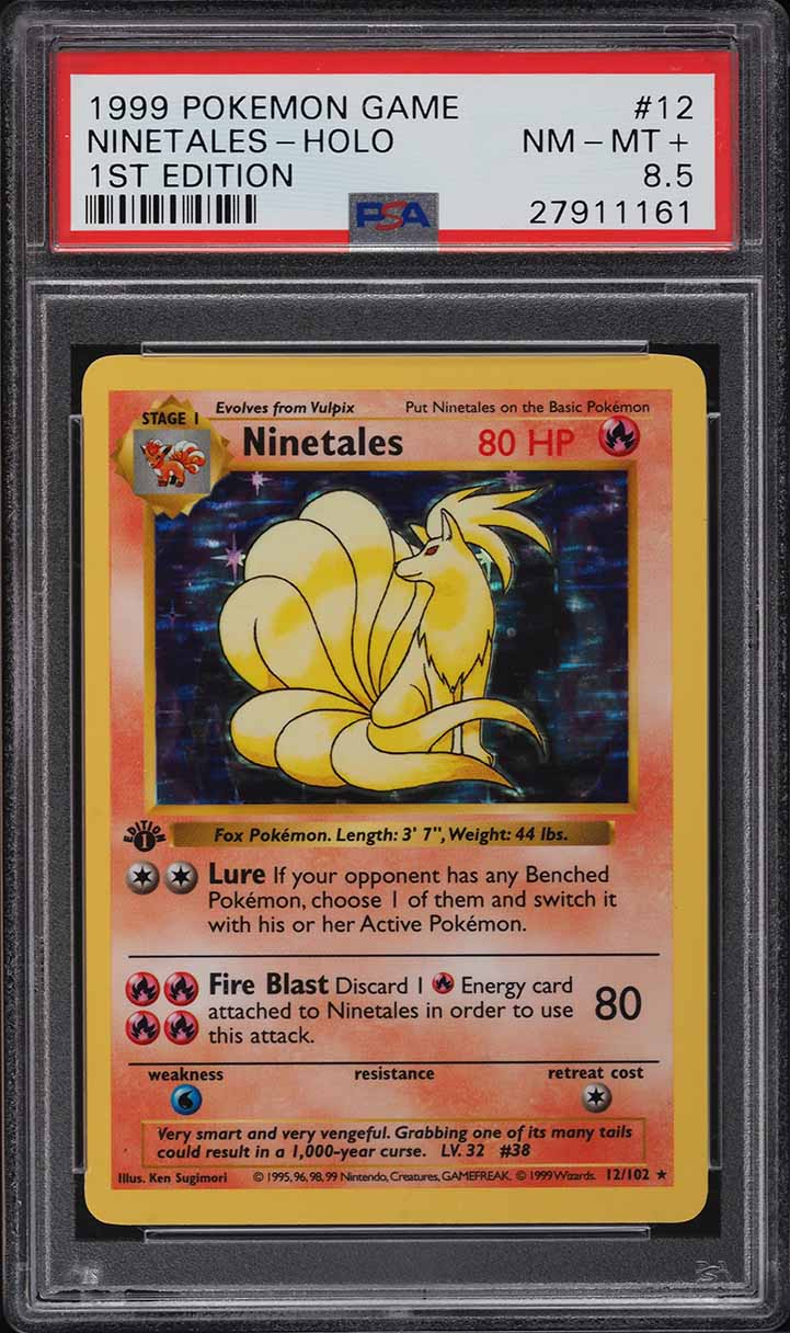 1999 Pokemon Base Set Shadowless 1st Edition Holo Ninetales #12 PSA 8.5 NM-MT+