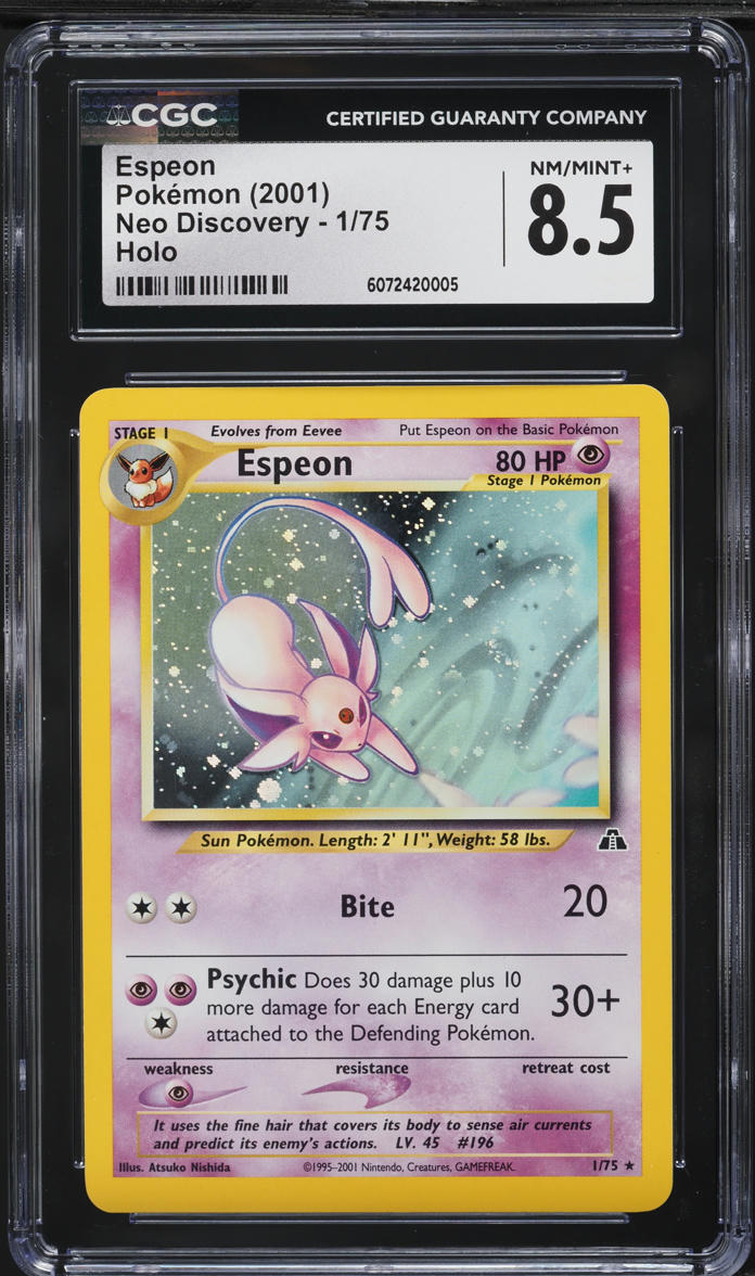 2001 Pokemon Neo Discovery Holo Espeon #1 CGC 8.5 NM-MT+