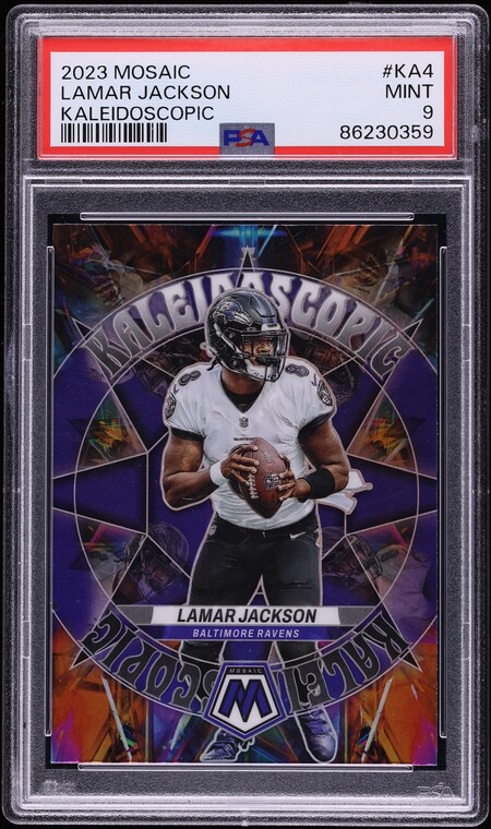 2023 Panini Mosaic Kaleidoscopic Lamar Jackson #KA4 PSA 9 MINT