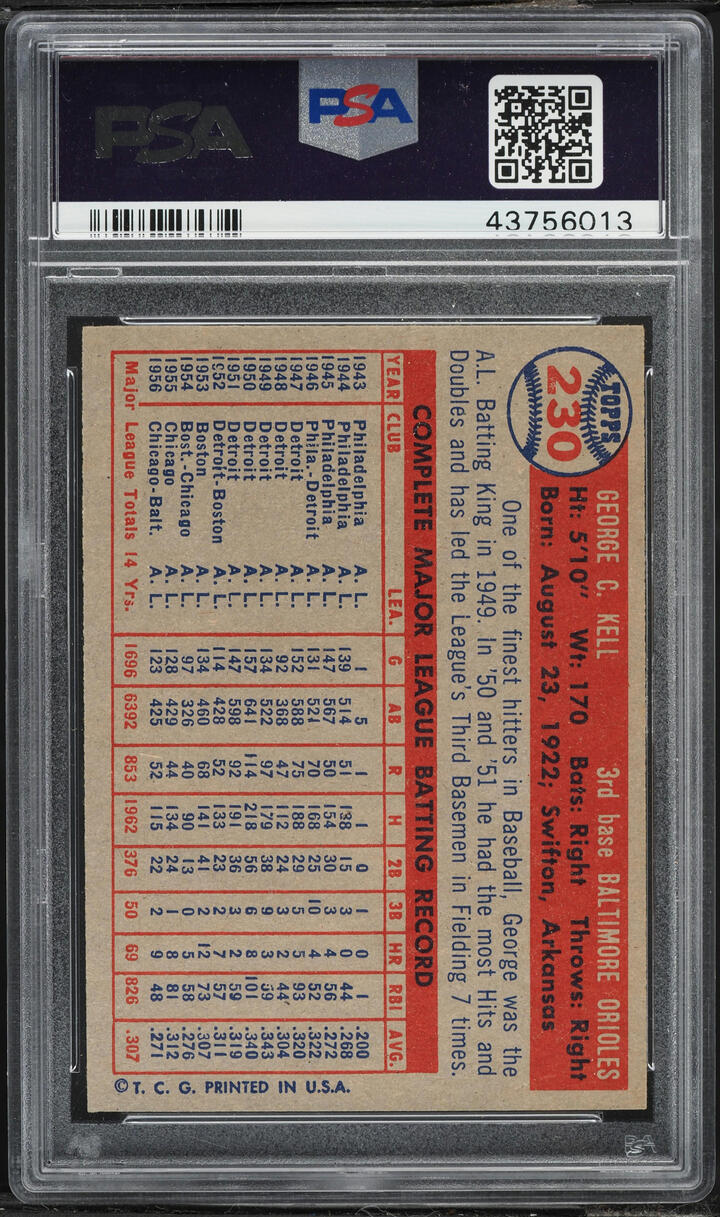 1957 Topps George Kell #230 PSA 8 NM-MT