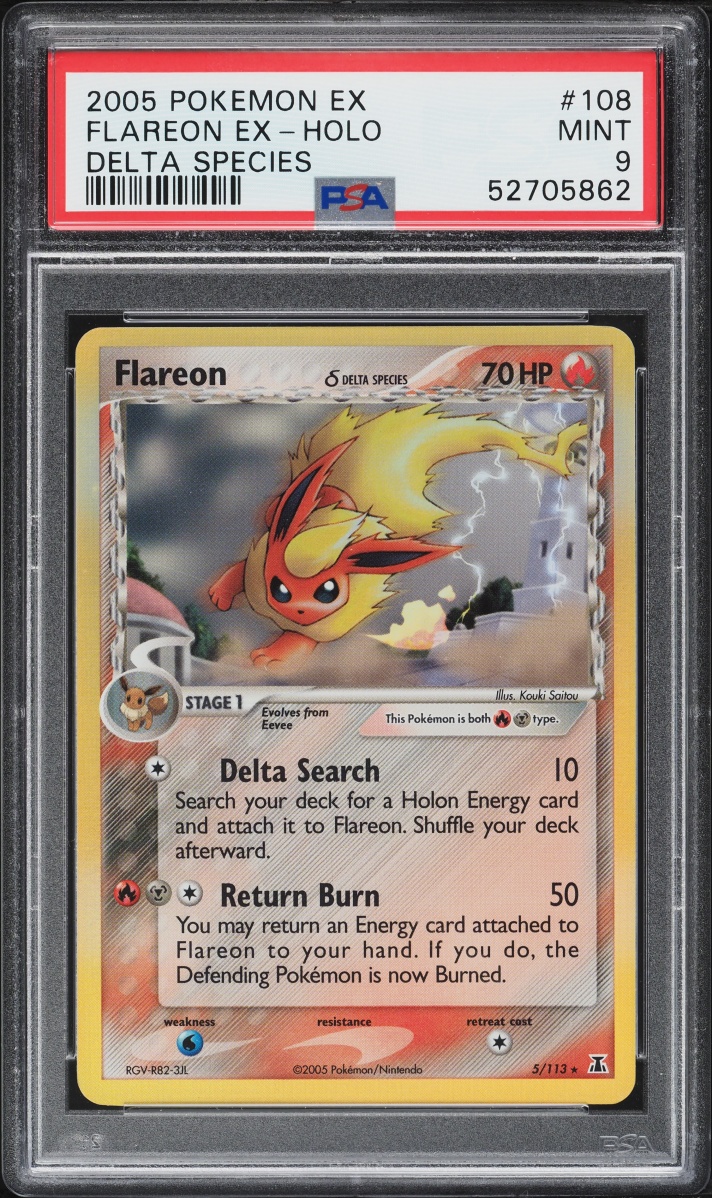 2005 Pokemon EX Delta Species Holo Flareon Ex #108 PSA 9 MINT