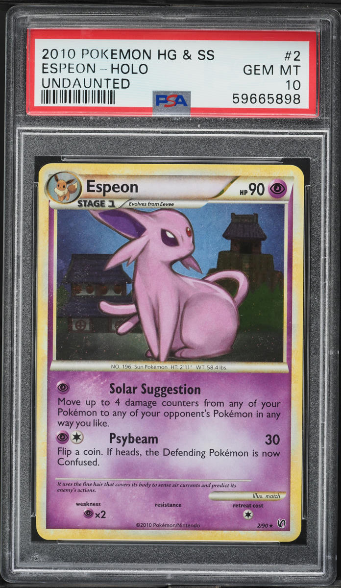 2010 Pokemon HeartGold & SoulSilver Undaunted Holo Espeon #2 PSA 10 GEM MINT