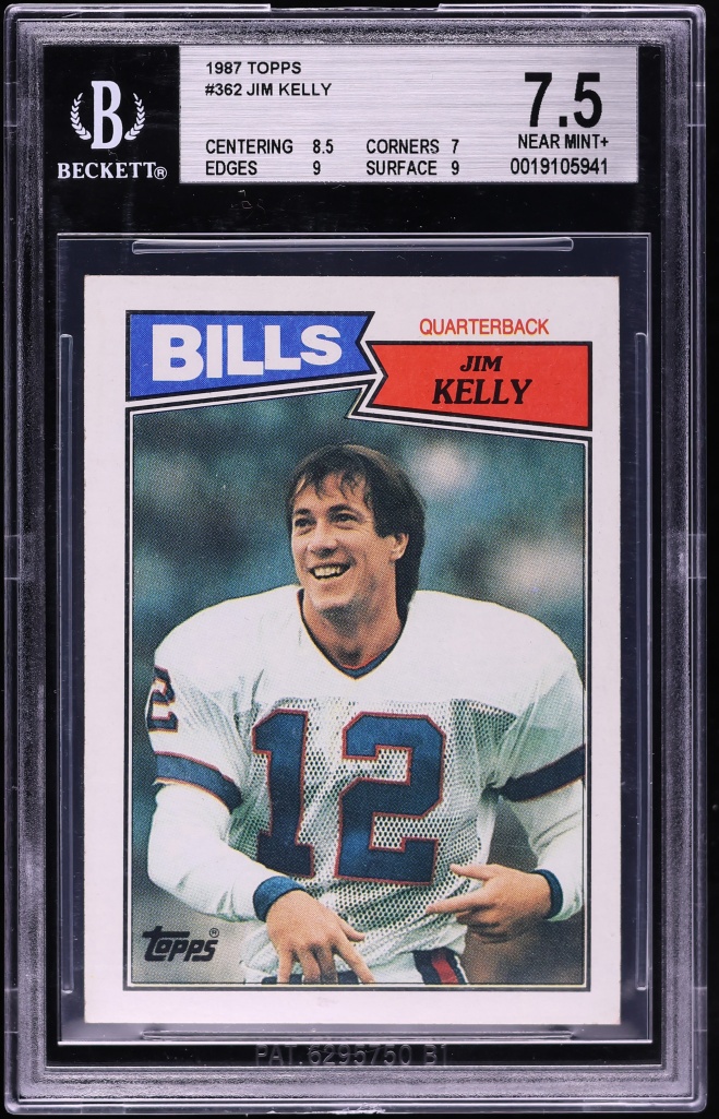 1987 Topps Football Jim Kelly ROOKIE #362 BGS 7.5 NRMT+