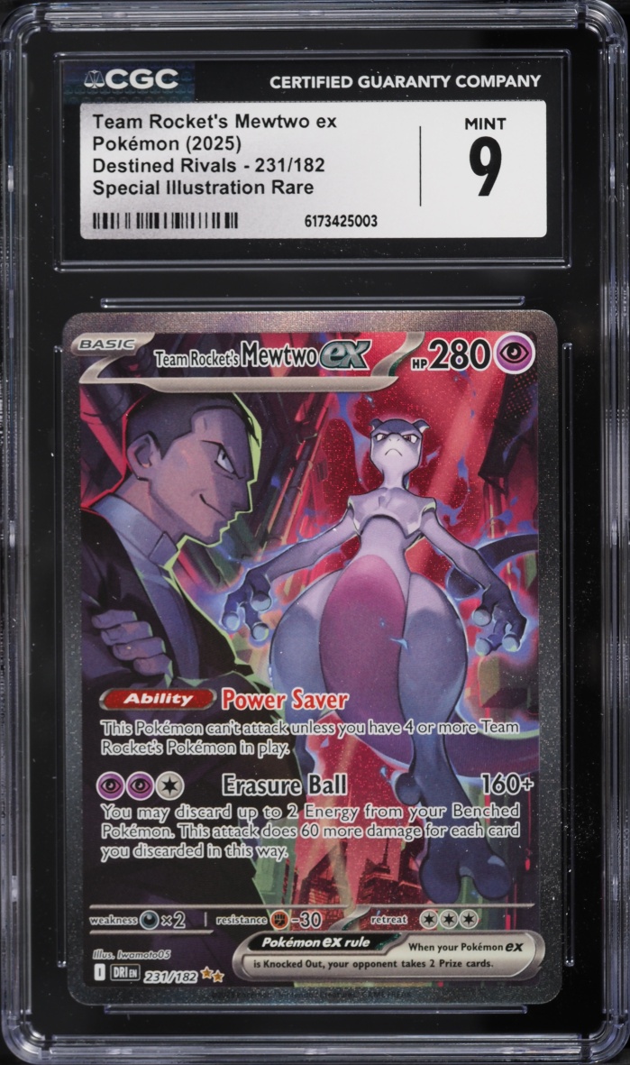 2025 Pokemon Scarlet & Violet Destined Rivals SIR Team Rocket's Mewtwo ex #231 CGC 9 MINT