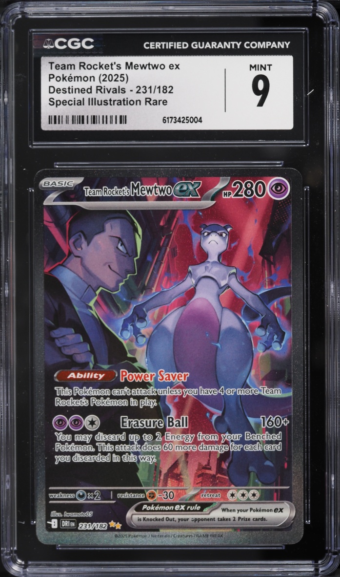 2025 Pokemon Scarlet & Violet Destined Rivals SIR Team Rocket's Mewtwo ex #231 CGC 9 MINT