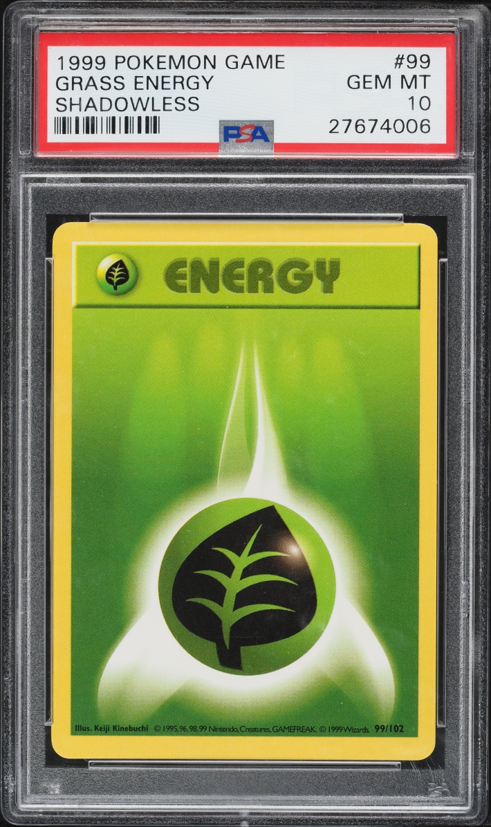 1999 Pokemon Base Set Shadowless Grass Energy #99 PSA 10 GEM MINT