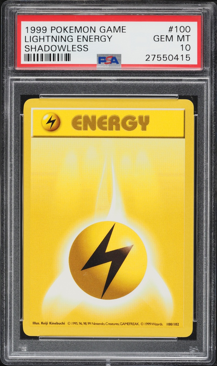 1999 Pokemon Base Set Shadowless Lightning Energy #100 PSA 10 GEM MINT