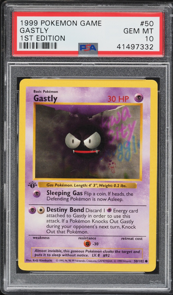 1999 Pokemon Base Set Shadowless 1st Edition Gastly #50 PSA 10 GEM MINT