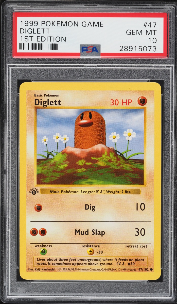 1999 Pokemon Base Set Shadowless 1st Edition Diglett #47 PSA 10 GEM MINT