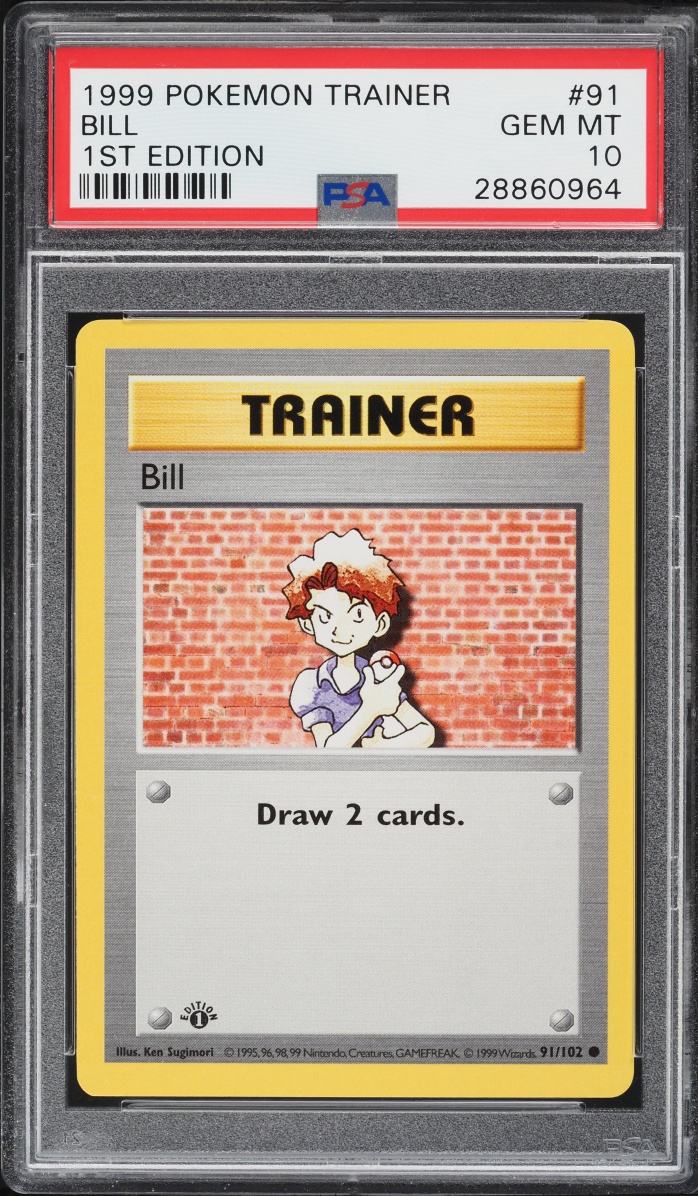 1999 Pokemon Base Set Shadowless 1st Edition Bill #91 PSA 10 GEM MINT