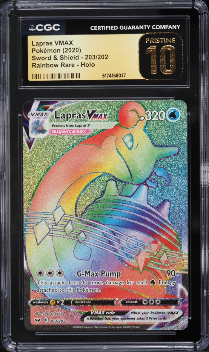 2020 Pokemon Sword & Shield Rainbow Rare Lapras VMAX #203 CGC 10 PRISTINE