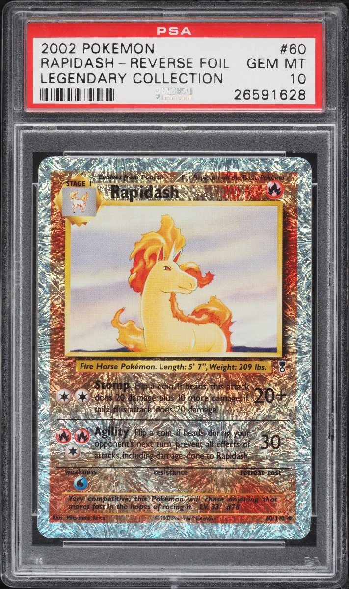 2002 Pokemon Legendary Collection Reverse Holo Rapidash #60 PSA 10 GEM MINT